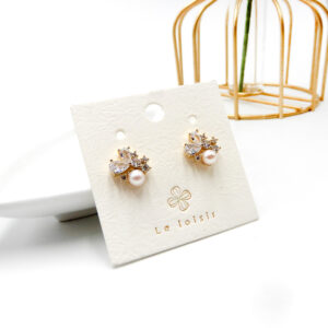 鋯石+珍珠耳環-$880