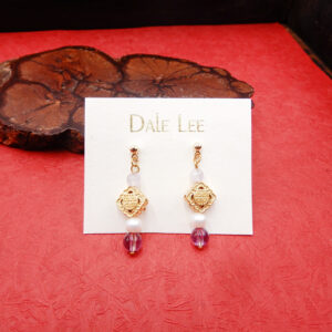 耳環-壽紋+紫水晶+珍珠-$680