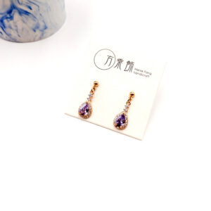 小華麗淺紫鋯石耳環-$450